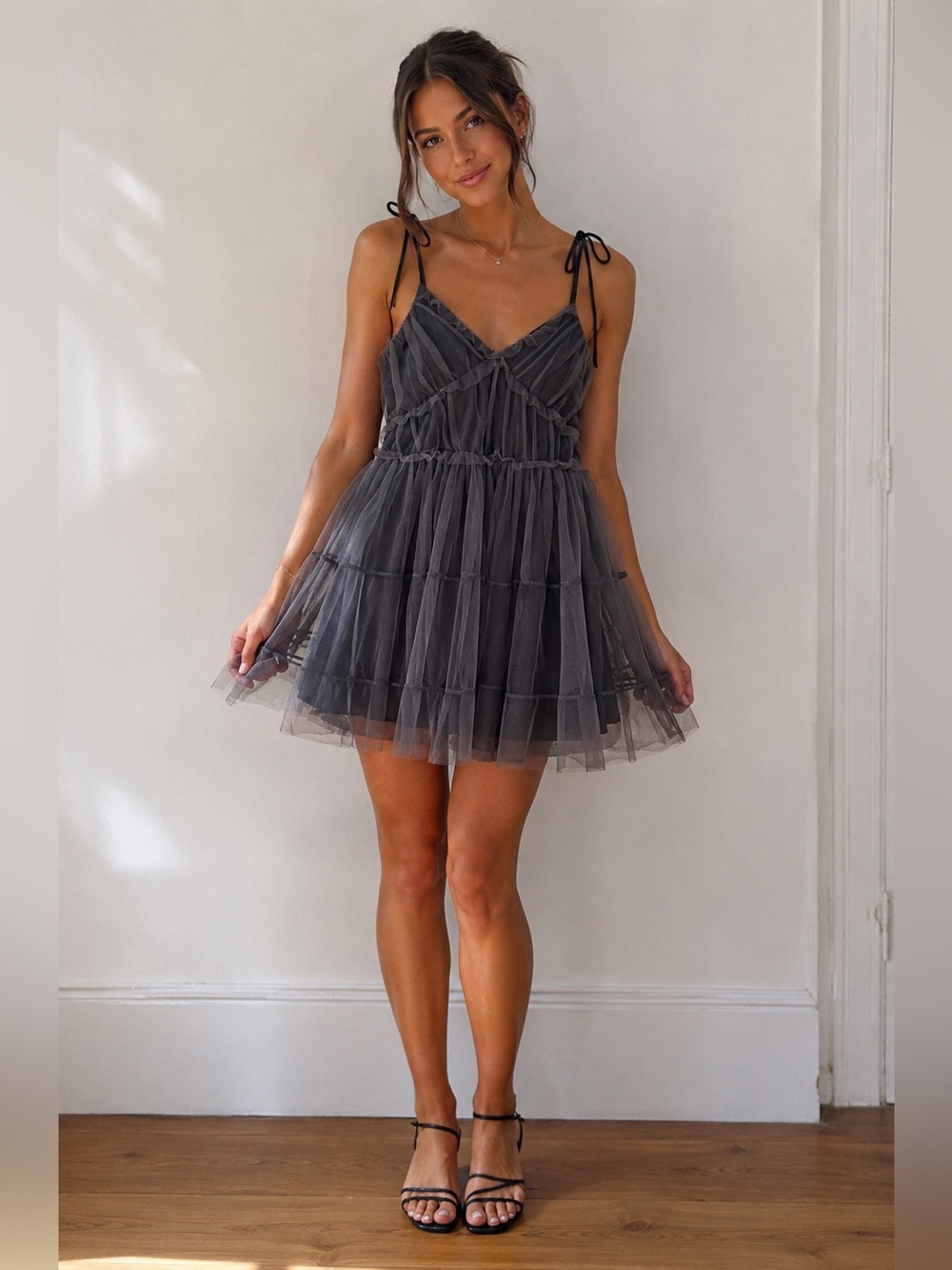 Vintage Y2K ZOZO Japan Miette Tulle Mini Dress – Charcoal – L